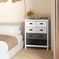 HOMCOM Commode 5 tiroirs meuble de rangement avec poignées, 70 x 38 x 85 cm, blanc(m-10)