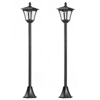 Outsunny Set 2 Lampioncini Solari da Esterno Impermeabili IP44, 18x18x160cm, Nero(m-11)