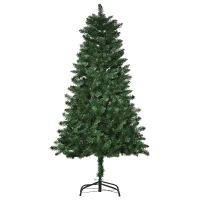HOMCOM Árbol de Navidad Artificial 150 cm Ignífugo con 454 Ramas con 2 Tipos de Puntas de PVC Base Plegable y Soporte de Acero Decoración Navideña de Interior Verde(m-1)
