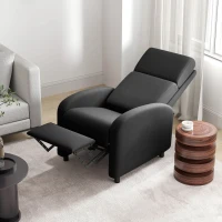 HOMCOM Fauteuil relax fauteuil inclinable salon fauteuil de relaxation - dossier réglable jusqu'à 160° repose-pieds intégré(m-10)
