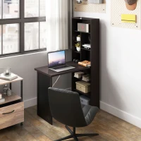 HOMCOM Bureau avec rangement pliable murale rabattable avec bibliothèque poste de travail tableau à craie et étagère réglable(m-10)