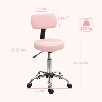 HOMCOM 360° Swivel Seat Salon Stool - Pink(m-3)