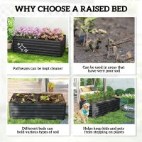 Outsunny Raised Beds for Garden, Galvanised Steel Outdoor Planters with Multi-reinforced Rods, 180 x 90 x 59 cm, Black(m-6)