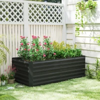 Outsunny Raised Beds for Garden, Galvanised Steel Outdoor Planters with Multi-reinforced Rods, 180 x 90 x 59 cm, Black(m-9)