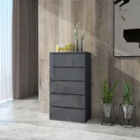 HOMCOM Commode 5 tiroirs sans poignées Moderne en Finition Laquée Grise - Grand Espace de Rangement(m-10)