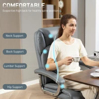 HOMCOM Big and Tall Office Chair 180kg with Spring Cushion, PU Leather - Grey(m-5)