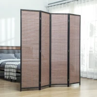 HOMCOM Paravent en bois séparateur de pièce closion de séparation pliable 4 panneaux 180 x 180 cm marron(m-10)