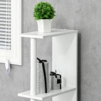 kleankin Colonna Bagno con 2 Ripiani e 2 Armadietti, Mobile Alto Salvaspazio 15.2x29.8x118 cm, Bianco e color Legno(m-7)