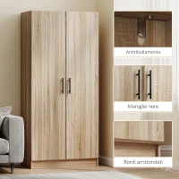 HOMCOM Credenza Cucina Moderna con 2 Ripiani Regolabili e Ante a Chiusura Ammortizzata, 75x40x165 cm, Legno(m-7)