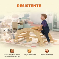 AIYAPLAY Arco de Escalada de Madeira e Baloiço Montessori Brinquedo Educativo Interior para Crianças 110x52 cm Madeira(m-5)