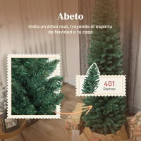 HOMCOM Árbol de Navidad Estrecho 210 cm con 401 Ramas Soporte Metálico Fácil de Montar para Interior Verde(m-5)