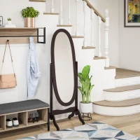 HOMCOM Espelho de Pé Oval Estilo Shabby Chic Inclinação Ajustável 48x46x147 cm Mdf Café(m-6)