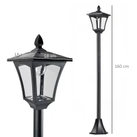 Outsunny Set 2 Lampioncini Solari da Esterno Impermeabili IP44, 18x18x160cm, Nero(m-3)