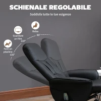 HOMCOM Poltrona Massaggiante con Pouf Poggiapiedi, Reclinabile a 145° con Seduta Girevole e 10 Punti Massaggio, Nero(m-6)