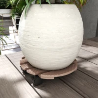 Outsunny Lot de 4 supports ronds Ø30 cm pour plantes - porte plante à roulettes, intérieur et extérieur(m-10)