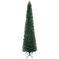 HOMCOM Árbol de Navidad Artificial Estrecho 210 cm con 510 Ramas, Base Plegable y Soporte Metálico Fácil Montaje Verde(m-1)