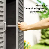 Outsunny Gartenschrank Holz Gerätehaus Geräteschuppen Geräteschrank Holzhütte Pultdach Bitumenpappe Lamellentüren Grau 87 x 46,5 x 96,5 cm(m-7)
