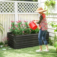 Outsunny Raised Beds for Garden, Galvanised Steel Outdoor Planters with Multi-reinforced Rods, 180 x 90 x 59 cm, Black(m-2)