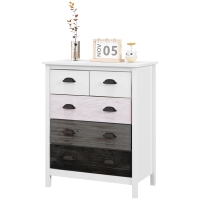 HOMCOM Commode 5 tiroirs meuble de rangement avec poignées, 70 x 38 x 85 cm, blanc