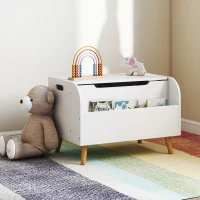 AIYAPLAY Baú de Brinquedos Infantil Baú de Arrumação Infantil Tampa Rebatível e Compartimento Aberto 60x40x43 cm Branco(m-5)