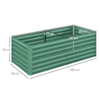Outsunny Raised Beds for Garden, Galvanised Steel Outdoor Planters with Multi-reinforced Rods, 180 x 90 x 59 cm, Light Green(m-3)