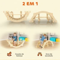 AIYAPLAY Arco de Escalada de Madeira e Baloiço Montessori Brinquedo Educativo Interior para Crianças 110x52 cm Madeira(m-4)