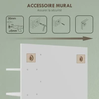 HOMCOM Miroir mural de salle de bain avec 3 étagères latérales 1 étagère inférieure en bambou 45 x 15 x 58,5 cm blanc(m-6)