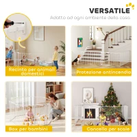 PawHut Recinto per Cani a 8 Pannelli Modulabili con Chiusura Automatica, in Acciaio e ABS, 61x3x75 cm, Bianco(m-4)