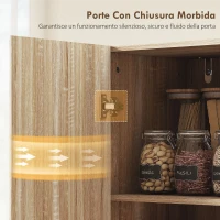 HOMCOM Credenza Cucina Moderna con 2 Ripiani Regolabili e Ante a Chiusura Ammortizzata, 75x40x165 cm, Legno(m-6)