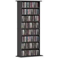 HOMCOM Rangements pour CD et DVD avec 8 compartiments et 6 étagères réglables, capacité max. 360 CD/185 DVD et Blu-ray, noir(m-11)