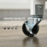 HOMCOM Carrinho de Cozinha com Rodízios Multi-Arrumação Armário com Porta Compartimento para Vinho Prateleiras Gaveta Branco(m-4)