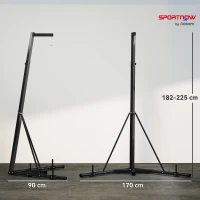 SPORTNOW Support de sac de frappe sur pieds pliable réglable en hauteur avec base lestée charge max. 60 Kg acier noir(m-3)