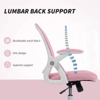 Vinsetto Scaun de Birou Ergonomic, Reglabil, cu Spătar din Plasă și Scaun Captusit, 65.5x61.5x88-97.5 cm, Roz(m-6)