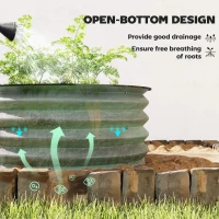 Outsunny Set of 2 Raised Garden Bed, Metal Planter Box with Safety Edging, Easy-to-assemble Stock Tank, Green(m-5)