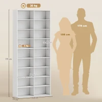 HOMCOM Organizadores para Cd e Dvd 18 Compartimentos Capacidade Máx. 640 Cd/360 Dvd 430 Blu-Ray 78,5x24x175 cm Branco(m-3)