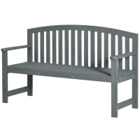 Outsunny Banco de jardín 2 plazas de madera, asiento resistente a la intemperie, mueble con respaldo, 240 kg de capacidad 140 x 50 x 85 cm, Gris(m-7)