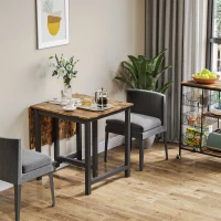 HOMCOM Folding Dining Table, Industrial Drop Leaf Table with Wheels and Metal Frame for Kitchen, Dining Room, Space Saving, Rustic Brown(m-9)