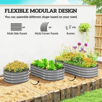 Outsunny Galvanised Raised Garden Bed, Metal Planter Box with Safety Edging, for Flowers, Herbs, Succulents, Silver(m-4)