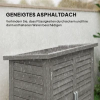 Outsunny Gartenschrank Holz Gerätehaus Geräteschuppen Geräteschrank Holzhütte Pultdach Bitumenpappe Lamellentüren Grau 87 x 46,5 x 96,5 cm(m-5)