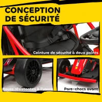AIYAPLAY Carro Elétrico Gokart Kart Elétrico para Crianças 2x24 V Moteurs Modo Drift a 13 Km/h 119x77x54 cm Vermelho(m-4)