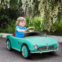 HOMCOM Carro Elétrico Infantil Licença Bmw 507 Estilo Retrô Vintage 12 V Máx. 5km/h Controle Remoto 115x55x47 cm Verde(m-6)
