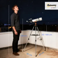 Outsunny Astronomy Telescope for Adults and Beginners with 80 mm Aperture, Carry Bag, White(m-3)
