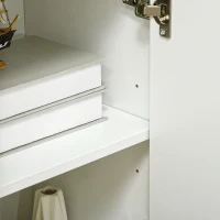 HOMCOM Buffet, meuble de rangement avec 2 portes, 3 tiroirs et pieds en bois massif, style moderne, 90 x 32 x 80 cm, blanc(m-8)