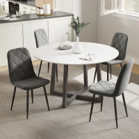 HOMCOM Lot de 4 chaises de salle à manger rembourrées avec dossier haut, pieds en acier et tissu effet velours, gris(m-10)