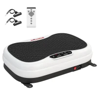 SPORTNOW Plataforma Vibratória 50 Velocidades 3 Programas com Ecrã LED com Controlo Remoto Bandas Elásticas 52x34x14 cm Preto e Branco(m-11)