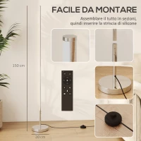 HOMCOM Lampada da Terra LED Alta 150 cm con Temperatura del Colore Regolabile e Telecomando, Argento(m-7)