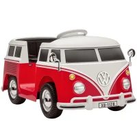 AIYAPLAY Carro Elétrico Infantil Volkswagen T1 Licenciado Oficialmente 12 V com 2 Motores Arranque Suave 89x49x41,5cm Vermelho(m-1)