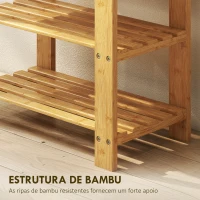 HOMCOM Banco Sapateira de Bambu Organizador de Sapatos com 2 Prateleiras para 4 Pares de Sapatos 50x28x45 cm Madeira(m-7)
