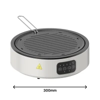 HOMCOM Piano cottura in ceramica, design 2-in-1, per cuocere e grigliare, 2000W, 4 livelli di calore, display LED, vaschetta raccogli-grassi, Bianco(m-3)