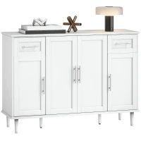 HOMCOM Credenza Buffet Elegante con 2 Cassetti e 3 Armadietti con Ripiani Regolabili, in Legno, 120x38x86 cm, Bianco(m-11)